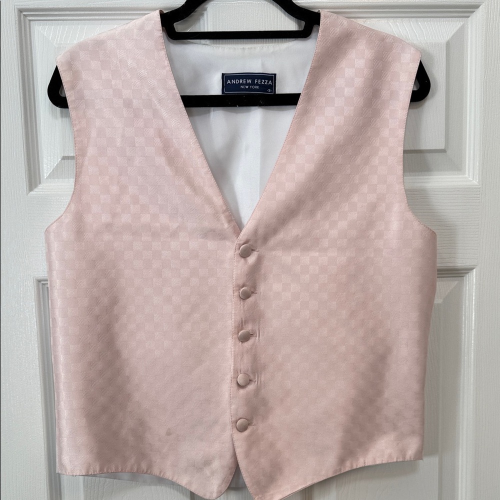 Andrew Fezza Light Pink Checkered Vest